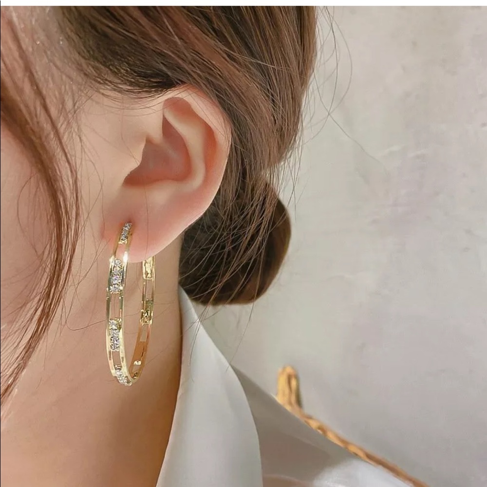 New Gold Circle Hollow Earrings Hoop Drop Dangle